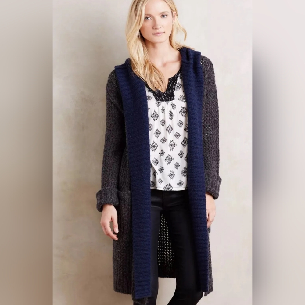 Anthropologie Navy and Gray Cardigan Sweater